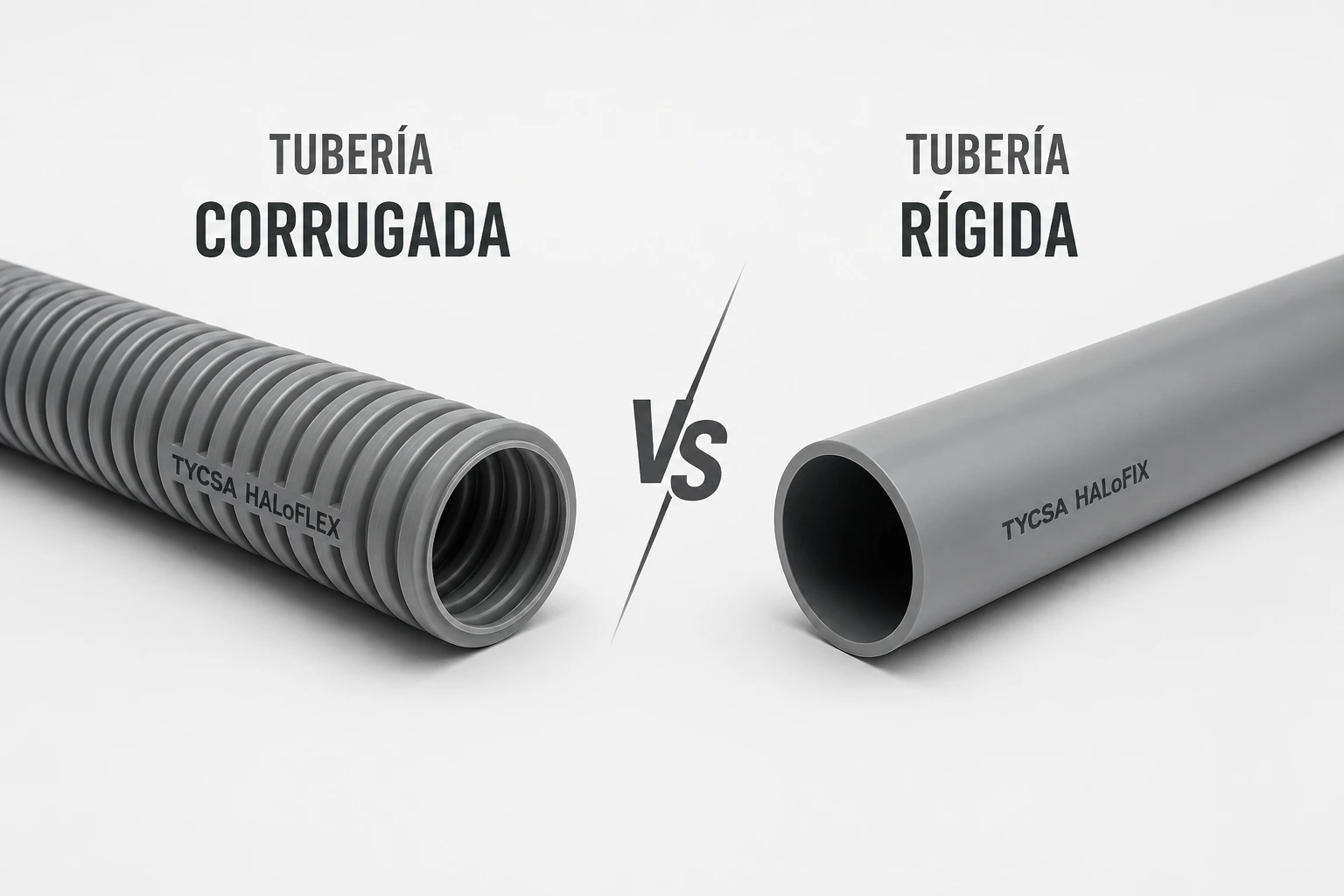 Tubería corrugada HALoffLEX vs tubería rígida HALoffIX